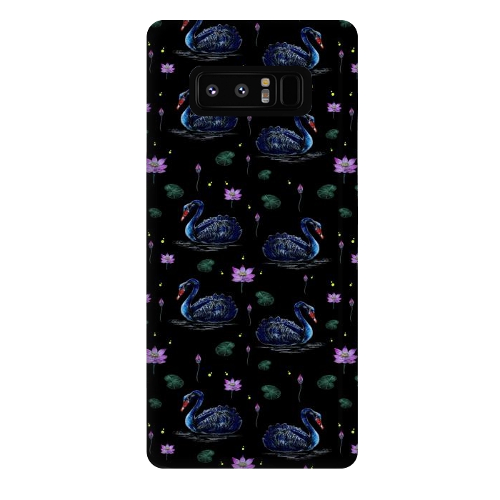 Galaxy Note 8 StrongFit Black Swans in Lily Pond by Negin Mf