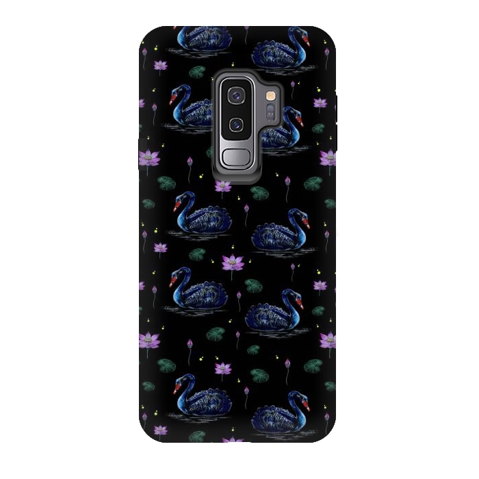Galaxy S9 plus StrongFit Black Swans in Lily Pond by Negin Mf