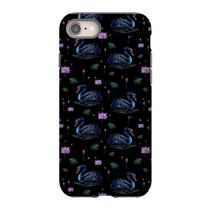 iPhone 8 StrongFit Black Swans in Lily Pond by Negin Mf