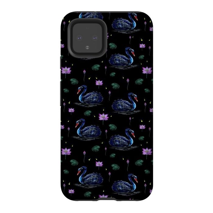 Pixel 4 StrongFit Black Swans in Lily Pond by Negin Mf