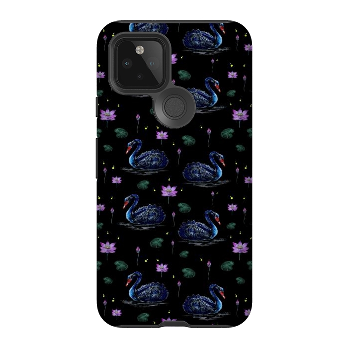 Pixel 5 StrongFit Black Swans in Lily Pond by Negin Mf