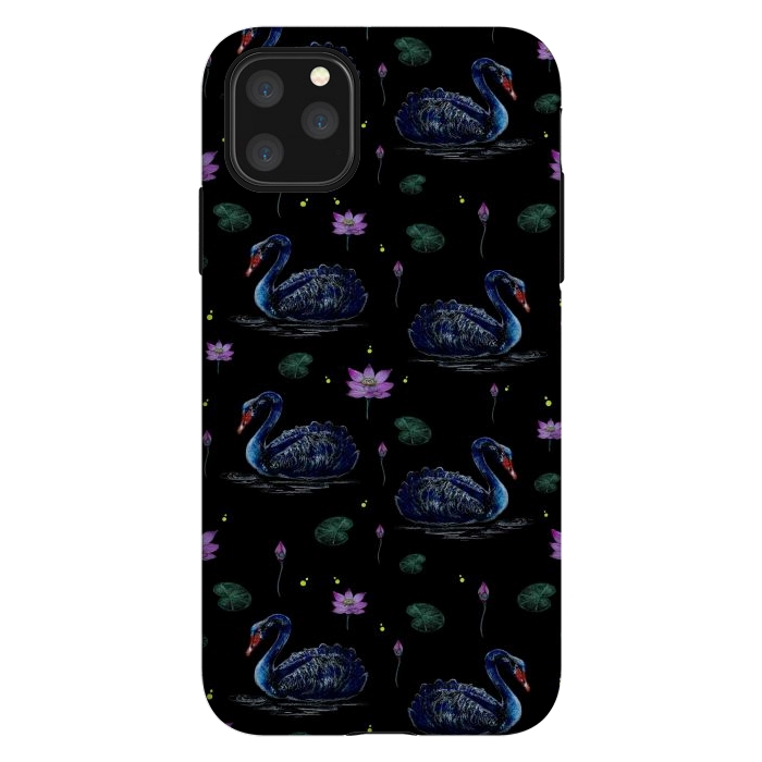iPhone 11 Pro Max StrongFit Black Swans in Lily Pond by Negin Mf
