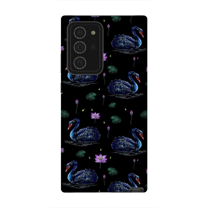 Galaxy Note 20 Ultra StrongFit Black Swans in Lily Pond by Negin Mf