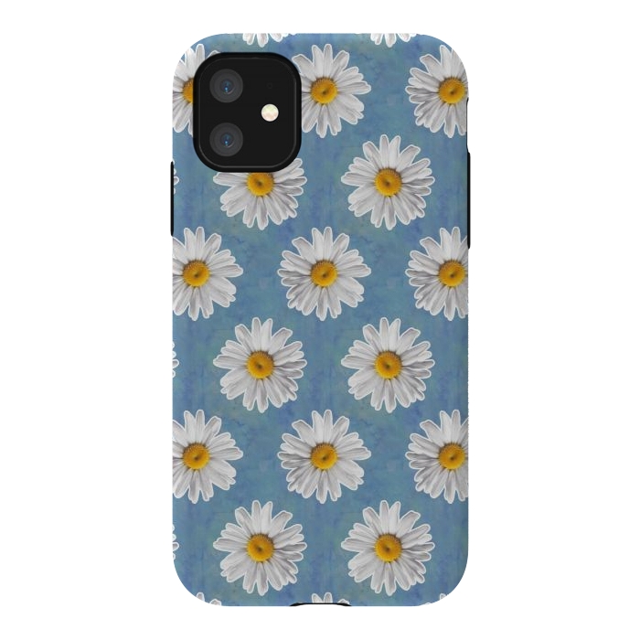 iPhone 11 StrongFit Daisy Blues - Daisy Pattern on Cornflower Blue by Tangerine-Tane