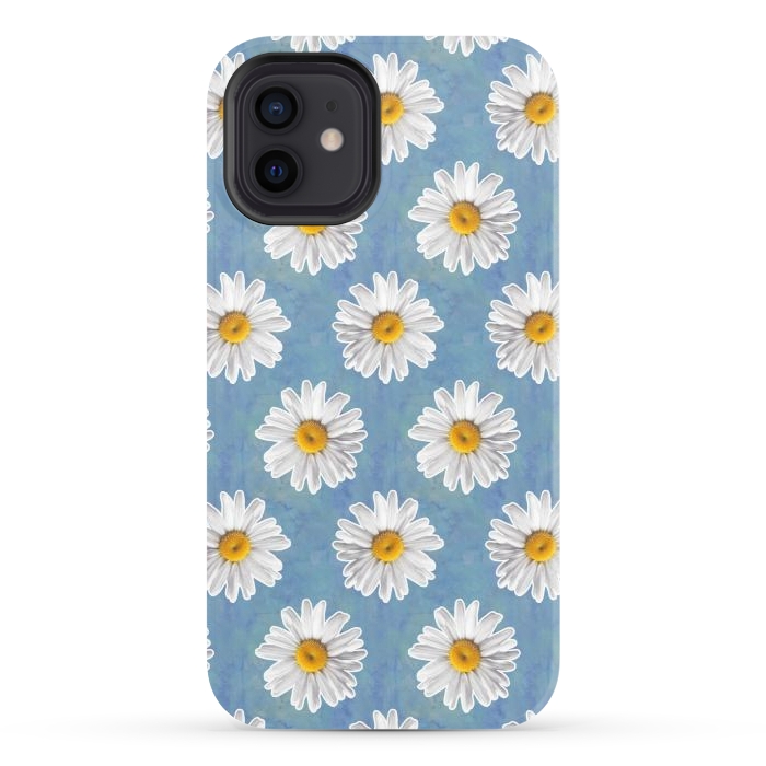 iPhone 12 StrongFit Daisy Blues - Daisy Pattern on Cornflower Blue by Tangerine-Tane