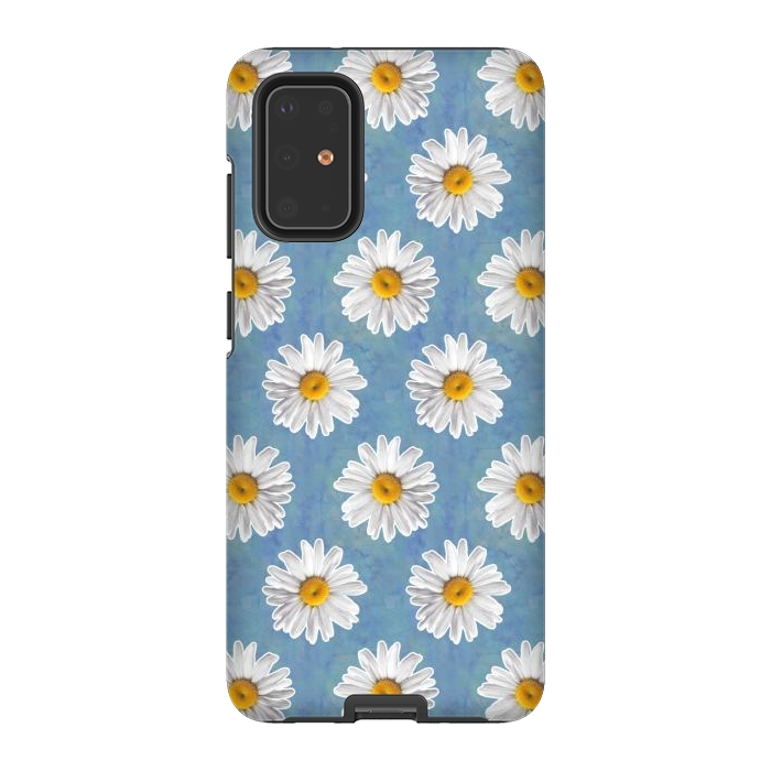 Galaxy S20 Plus StrongFit Daisy Blues - Daisy Pattern on Cornflower Blue by Tangerine-Tane