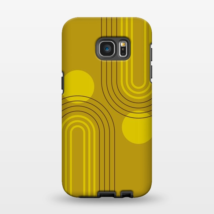 Galaxy S7 EDGE StrongFit Mid Century Modern Geometric 147 in Old GOld Tones (Rainbow and Sun Abstraction) by nineFlorals