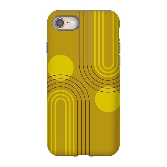 iPhone 8 StrongFit Mid Century Modern Geometric 147 in Old GOld Tones (Rainbow and Sun Abstraction) by nineFlorals