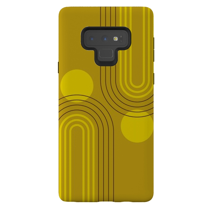 Galaxy Note 9 StrongFit Mid Century Modern Geometric 147 in Old GOld Tones (Rainbow and Sun Abstraction) by nineFlorals