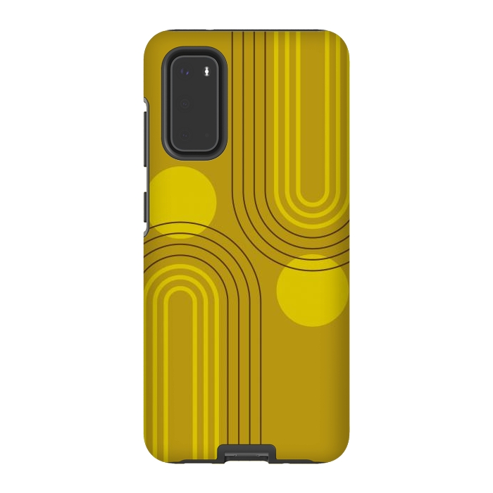 Galaxy S20 StrongFit Mid Century Modern Geometric 147 in Old GOld Tones (Rainbow and Sun Abstraction) by nineFlorals
