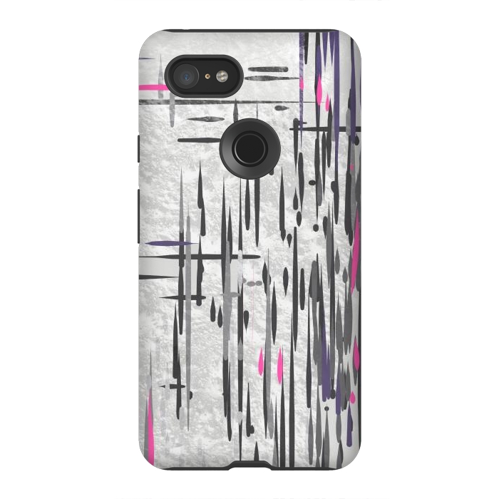 Pixel 3XL StrongFit Abstract pink and grey highlights  by Josie