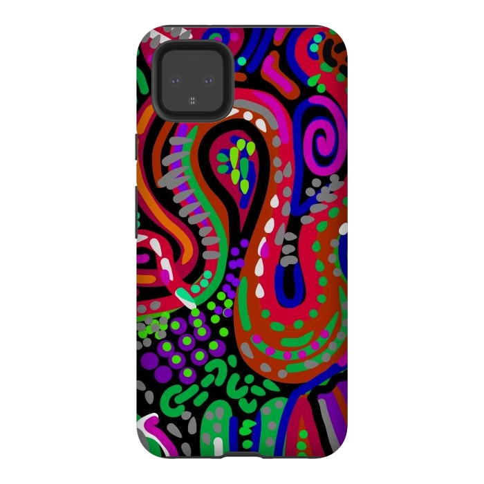 Pixel 4XL StrongFit Red abstract geometric art by Josie