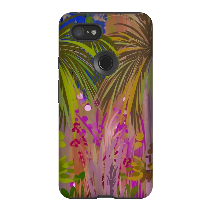 Pixel 3XL StrongFit Pink palms by Josie