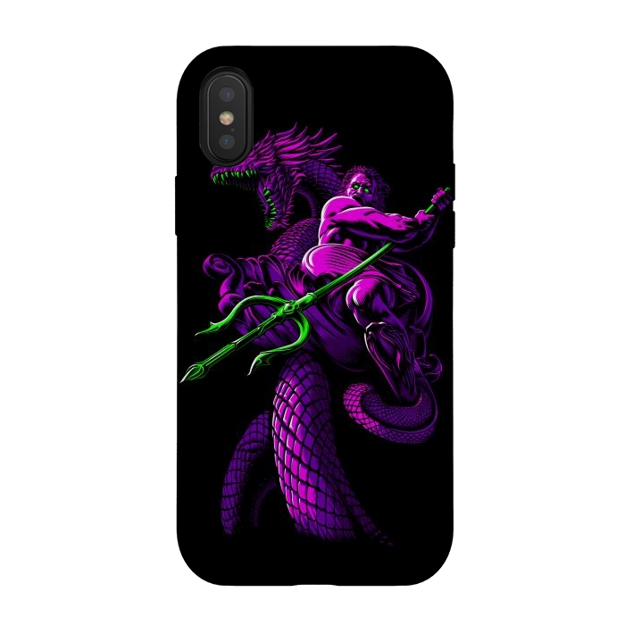iPhone Xs / X StrongFit Poseidon with Trident and Dragon by Alberto
