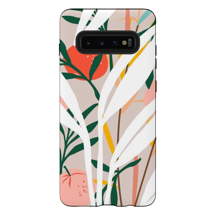 Galaxy S10 plus StrongFit Abstract Plant Blush by Uma Prabhakar Gokhale