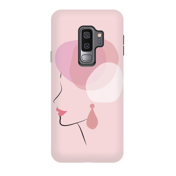 Galaxy S9 plus StrongFit Pink Bubble Lady by Martina