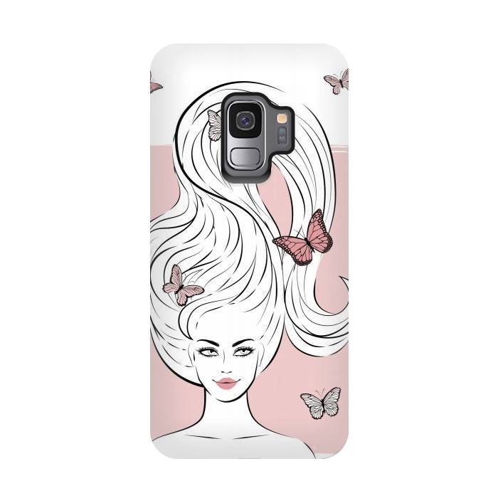 Galaxy S9 StrongFit Butterfly Hair Girl by Martina