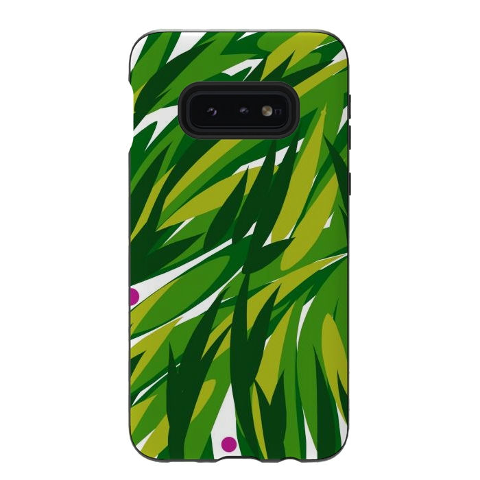 Galaxy S10e StrongFit Green Palms by Josie