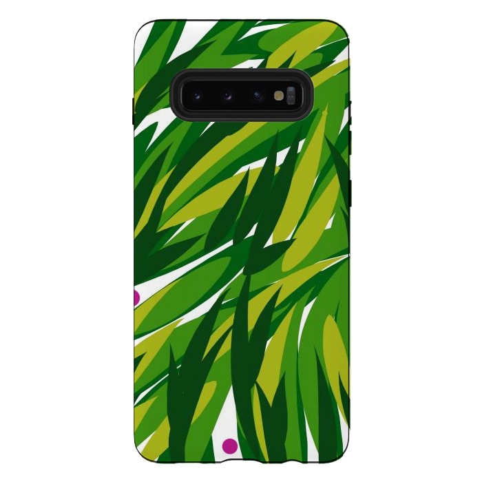 Galaxy S10 plus StrongFit Green Palms by Josie