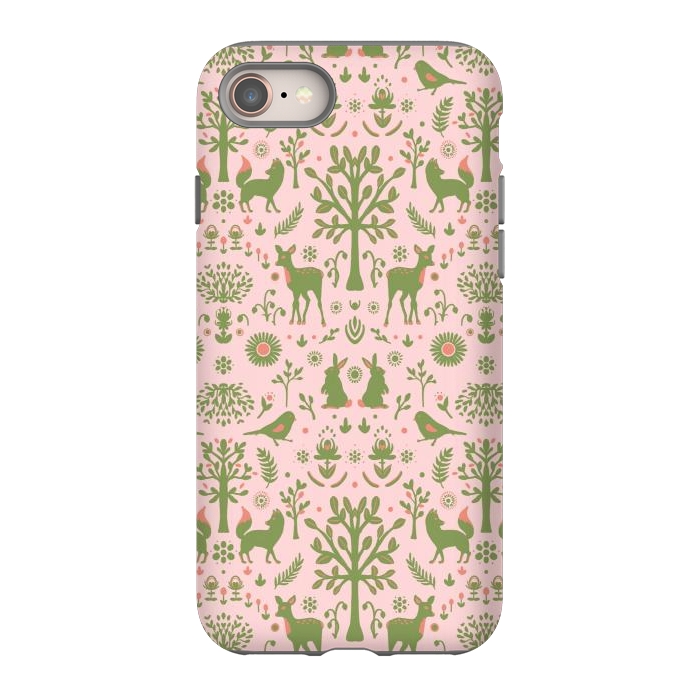 iPhone 8 StrongFit Folk Art Forest Day by ECMazur 