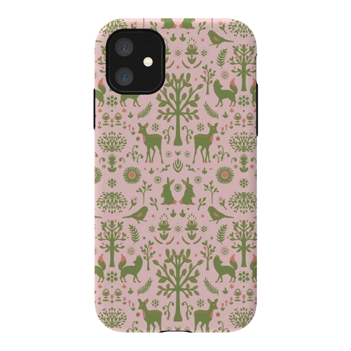 iPhone 11 StrongFit Folk Art Forest Day by ECMazur 