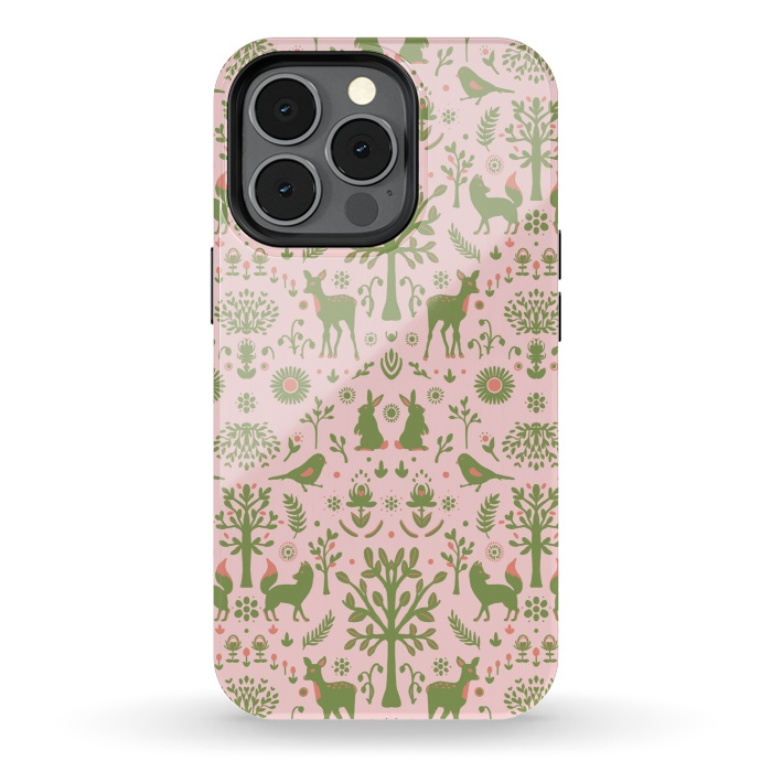 iPhone 13 pro StrongFit Folk Art Forest Day by ECMazur 