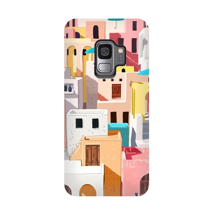 Galaxy S9 StrongFit Pastel Cityscape by Uma Prabhakar Gokhale