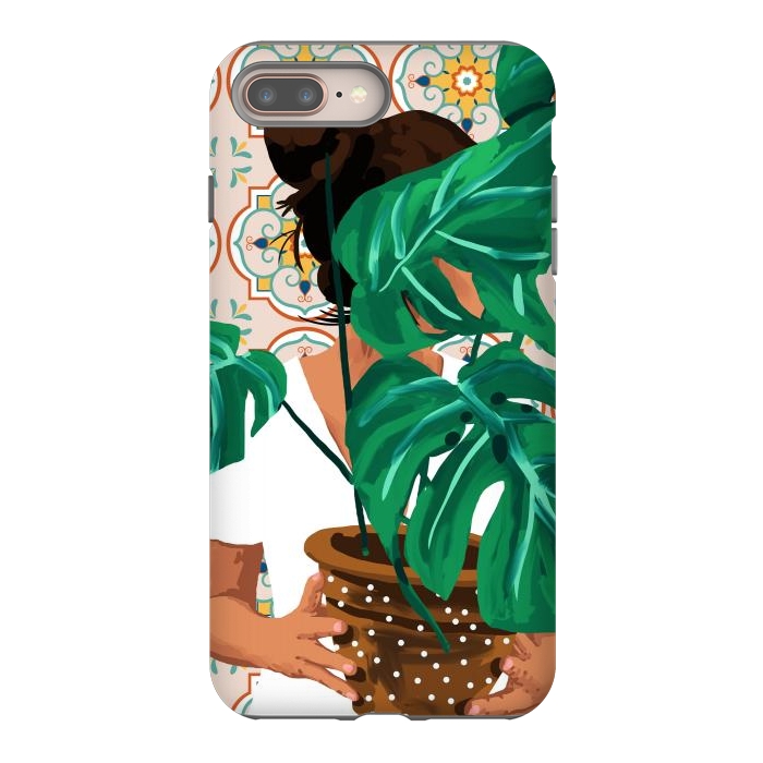 iPhone 7 plus StrongFit Plant Lady & The Urban Junglow | Blush Botanical Home Décor | House Plants Bohemian Woman Bedroom by Uma Prabhakar Gokhale