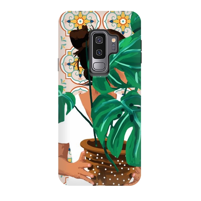 Galaxy S9 plus StrongFit Plant Lady & The Urban Junglow | Blush Botanical Home Décor | House Plants Bohemian Woman Bedroom by Uma Prabhakar Gokhale