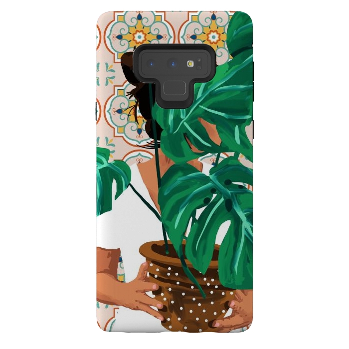Galaxy Note 9 StrongFit Plant Lady & The Urban Junglow | Blush Botanical Home Décor | House Plants Bohemian Woman Bedroom by Uma Prabhakar Gokhale