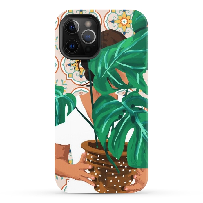 iPhone 12 Pro StrongFit Plant Lady & The Urban Junglow | Blush Botanical Home Décor | House Plants Bohemian Woman Bedroom by Uma Prabhakar Gokhale
