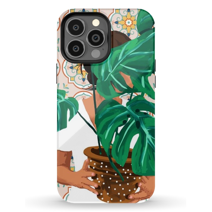 iPhone 13 Pro Max StrongFit Plant Lady & The Urban Junglow | Blush Botanical Home Décor | House Plants Bohemian Woman Bedroom by Uma Prabhakar Gokhale