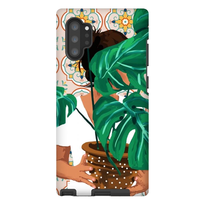 Galaxy Note 10 plus StrongFit Plant Lady & The Urban Junglow | Blush Botanical Home Décor | House Plants Bohemian Woman Bedroom by Uma Prabhakar Gokhale