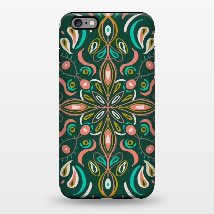 iPhone 6/6s plus StrongFit Bold Boho Mandala in Green Coral and Gold by ECMazur 