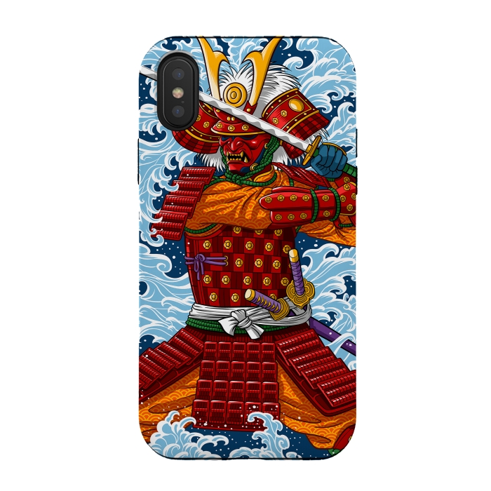 iPhone Xs / X StrongFit Samurai battling under the Tsunami by Alberto