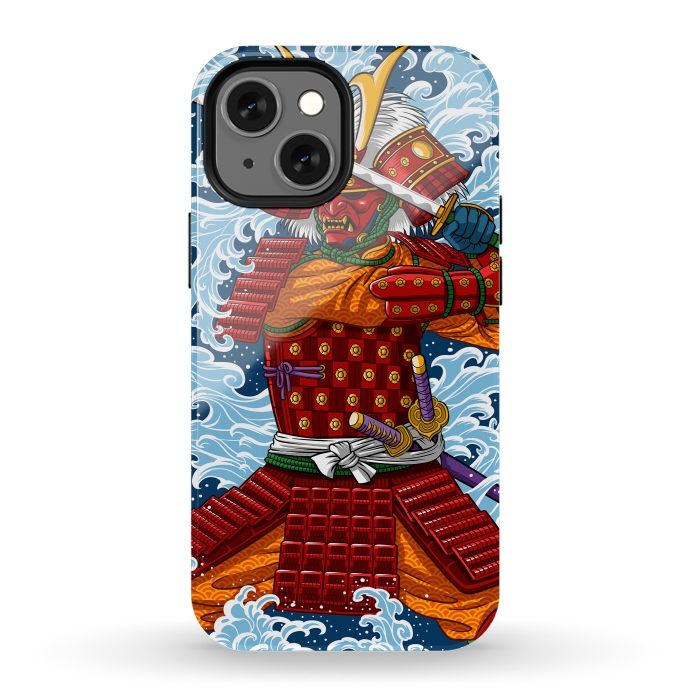 iPhone 13 mini StrongFit Samurai battling under the Tsunami by Alberto