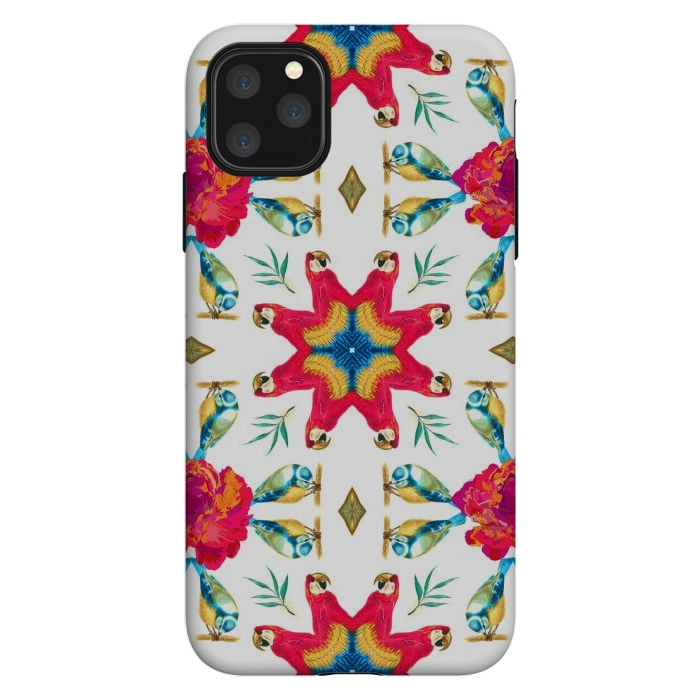 iPhone 11 Pro Max StrongFit Tropical Scarlet Macaw Mandala by Uma Prabhakar Gokhale