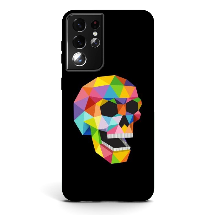 Galaxy S21 ultra StrongFit Skull Polygons by Coffee Man