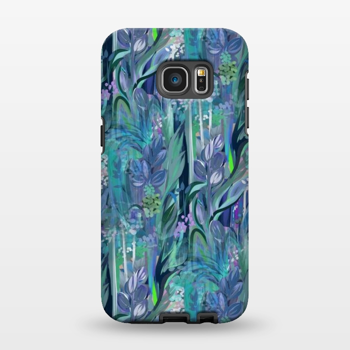 Galaxy S7 EDGE StrongFit Blue Leaves  by Josie