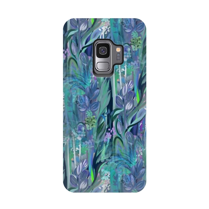Galaxy S9 StrongFit Blue Leaves  by Josie