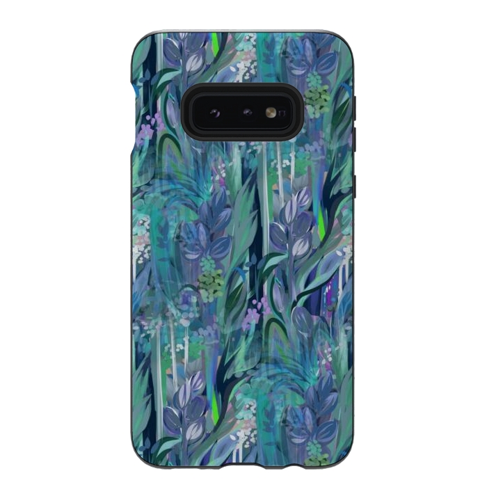 Galaxy S10e StrongFit Blue Leaves  by Josie