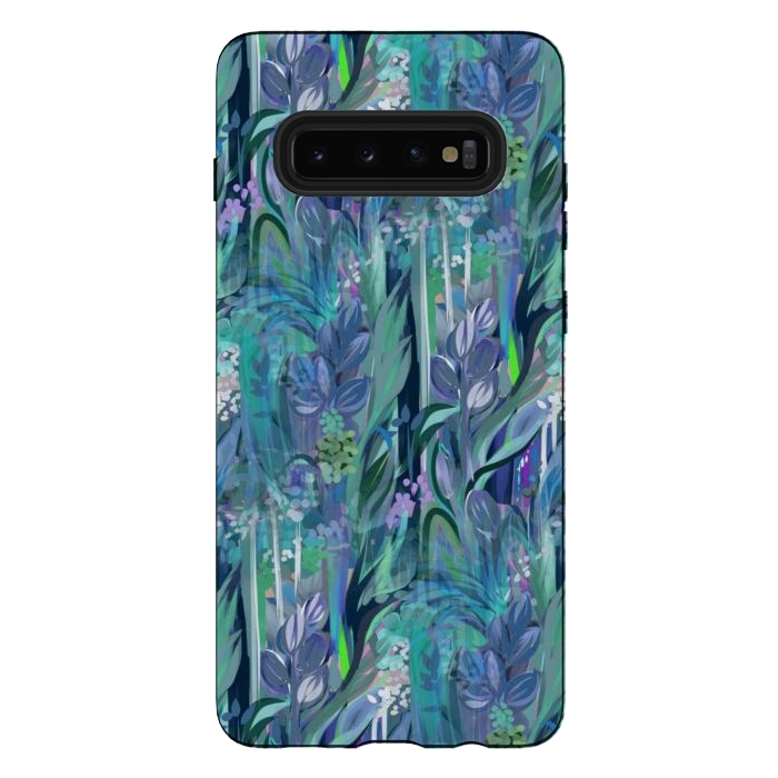 Galaxy S10 plus StrongFit Blue Leaves  by Josie