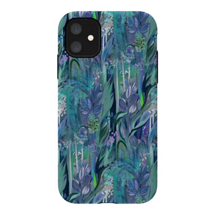 iPhone 11 StrongFit Blue Leaves  by Josie