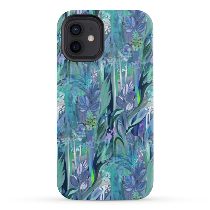 iPhone 12 StrongFit Blue Leaves  by Josie