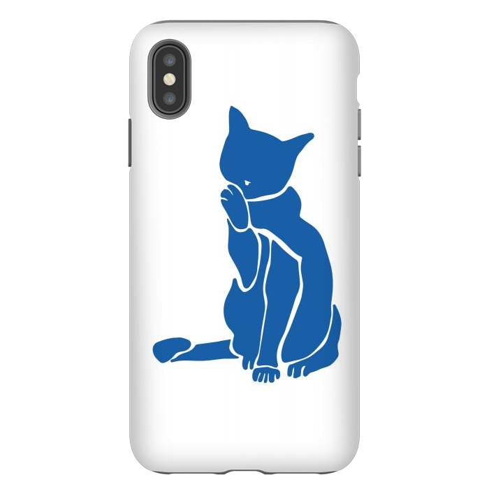iPhone Xs Max StrongFit Matisse's Cat Var. 1 in Blue by ECMazur 