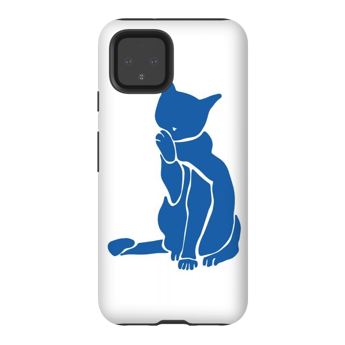 Pixel 4 StrongFit Matisse's Cat Var. 1 in Blue by ECMazur 