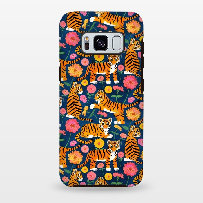 Galaxy S8 plus StrongFit Tiger Cubs and Zinnias by Tangerine-Tane