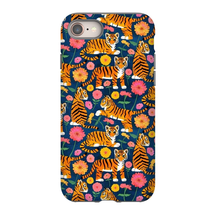iPhone 8 StrongFit Tiger Cubs and Zinnias by Tangerine-Tane