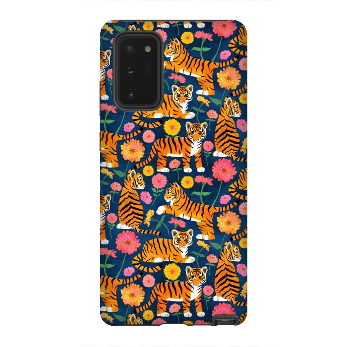 Galaxy Note 20 StrongFit Tiger Cubs and Zinnias by Tangerine-Tane