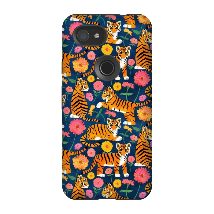 Pixel 3A StrongFit Tiger Cubs and Zinnias by Tangerine-Tane